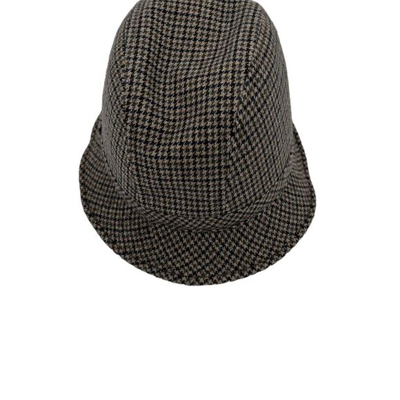 Vintage Exclusivity Benet Made in Italy Tan & Blue Houndstooth Wool Bucket Hat main image 16